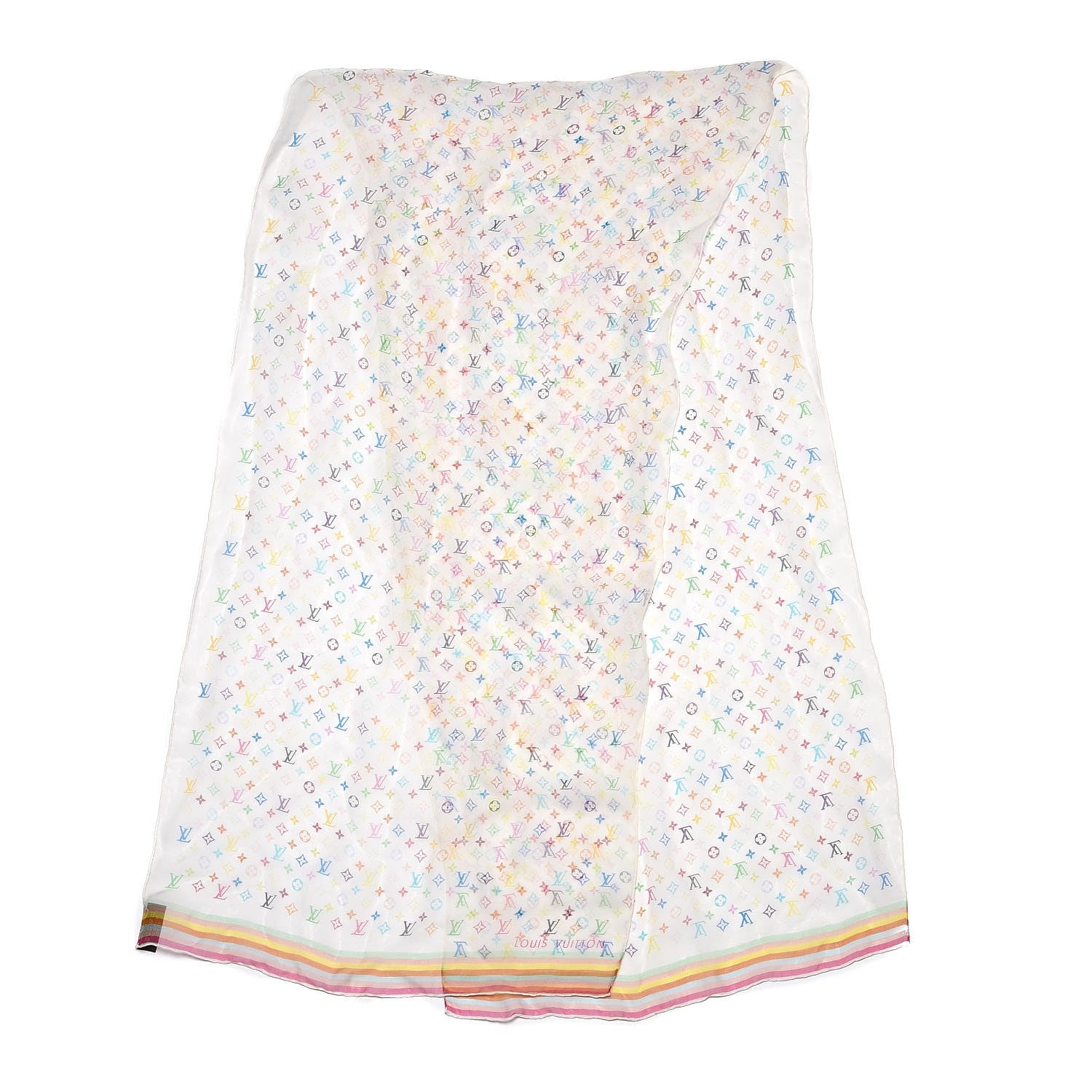 Louis Vuitton Silk Multicolor Stole White 3 of 7