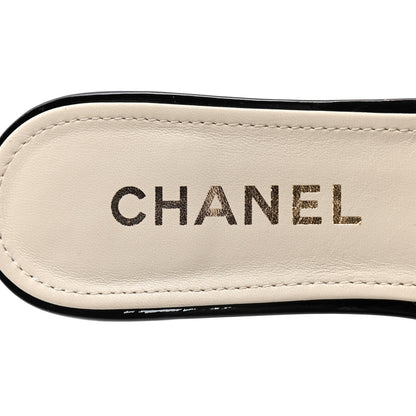 Chanel Mesh Patent Calfskin CC Sandal Mule 41 Beige Black 10 of 11
