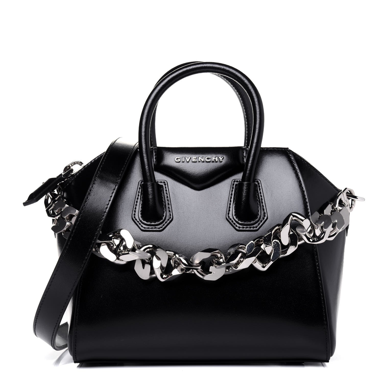 Givenchy Shiny Lord Calfskin Mini Antigona With Chain Black 1 of 12