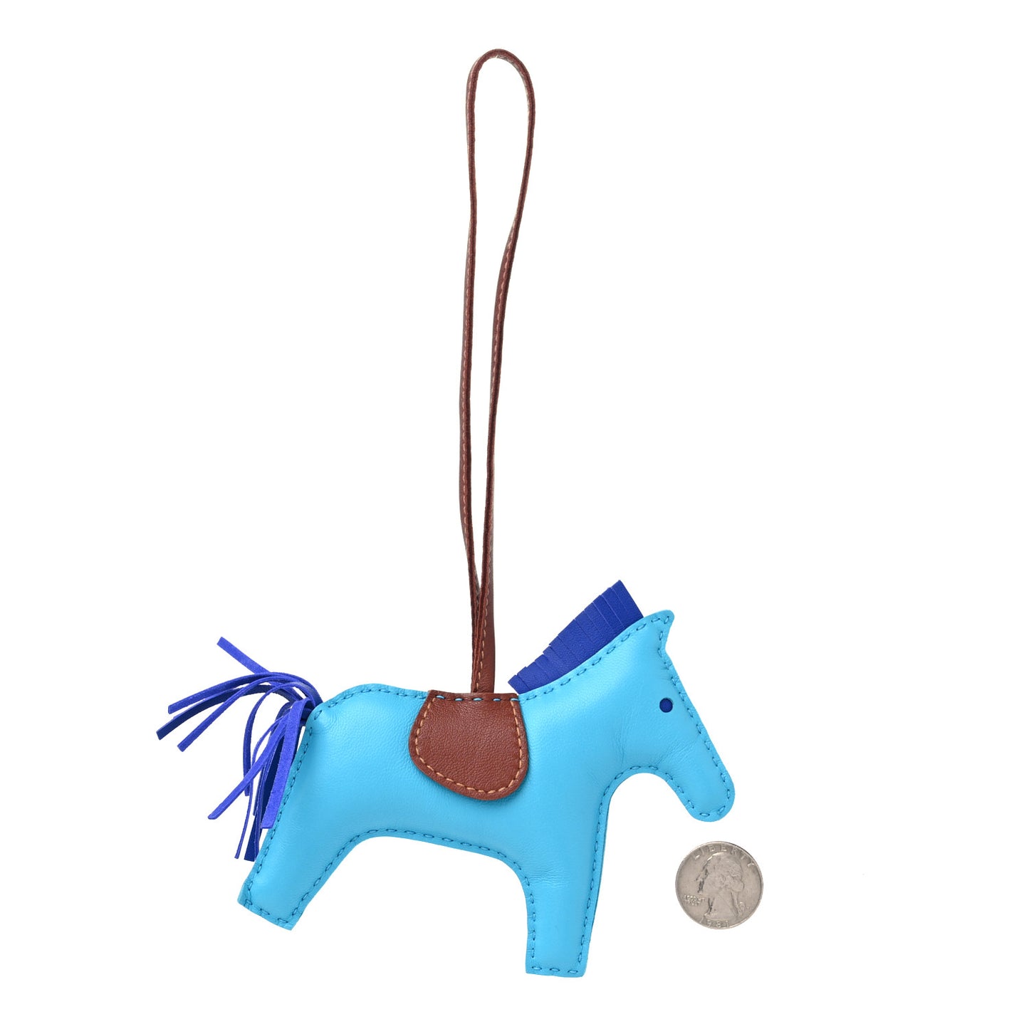 Milo Lambskin Grigri Rodeo Horse Bag Charm MM Bleu Azteque Bleu Electrique Fauve