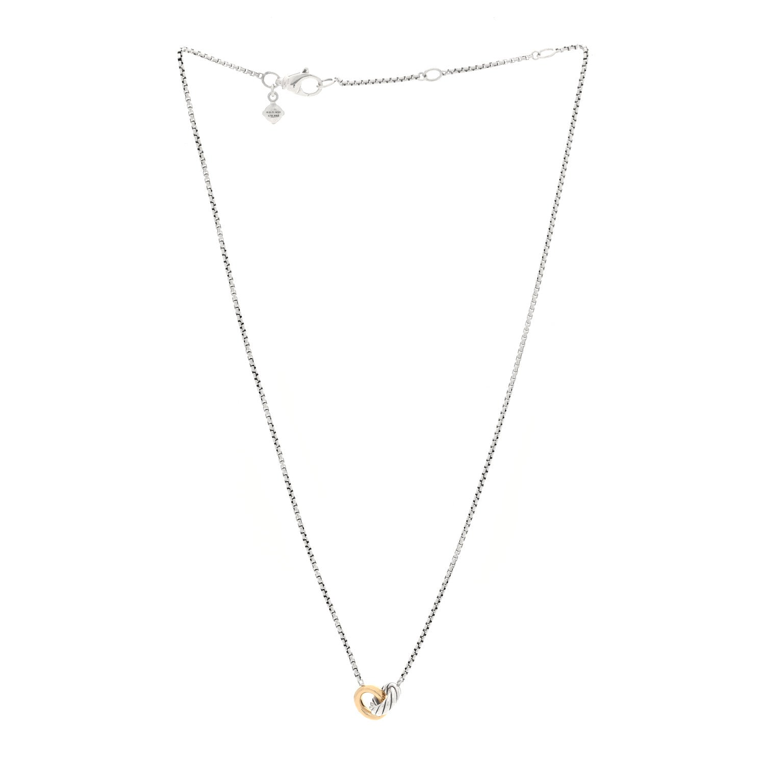 David Yurman Sterling Silver 14K Yellow Gold Belmont Pendant Necklace 3 of 4