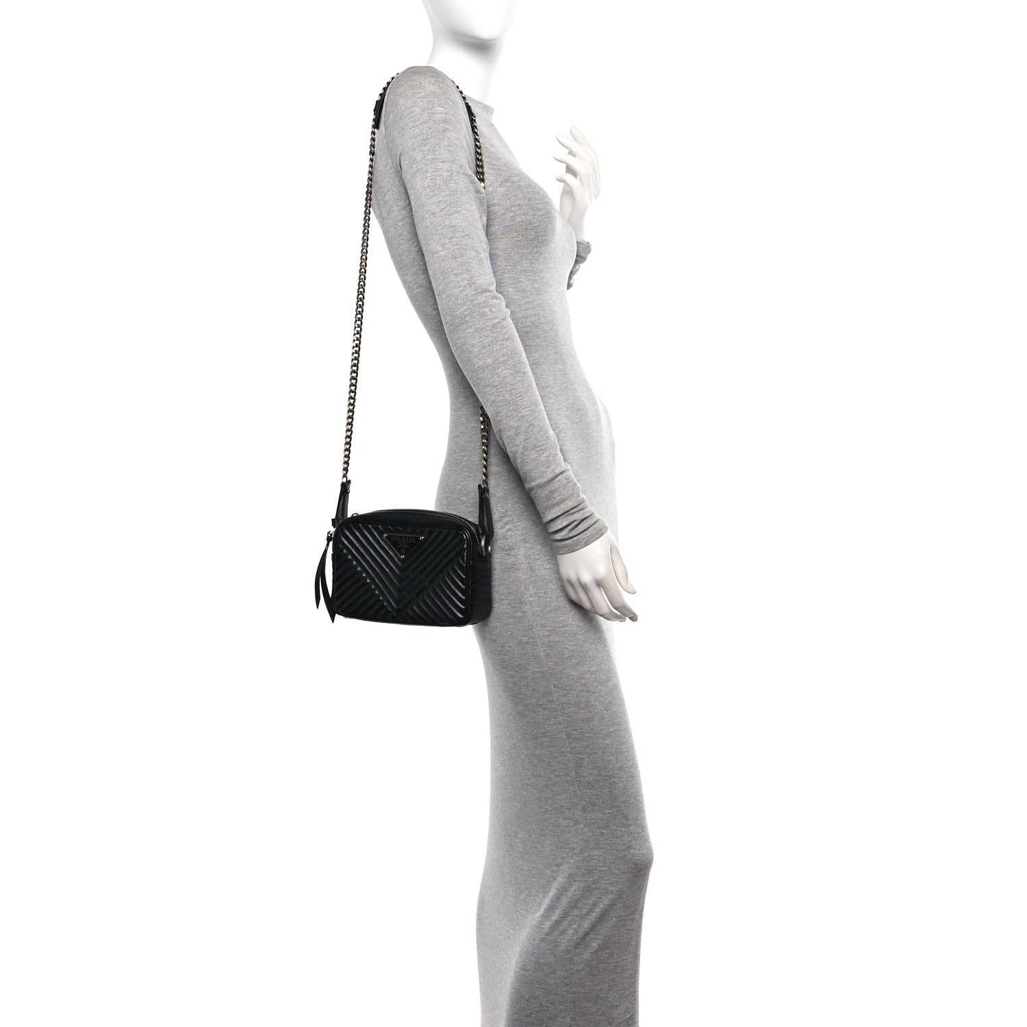 Prada Soft Calfskin Impunture Diagramme Camera Bag Black 2 of 10