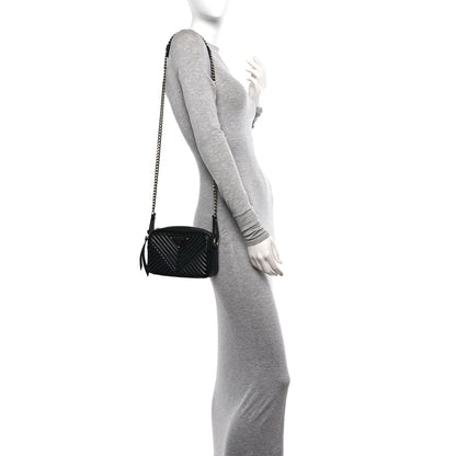 Prada Soft Calfskin Impunture Diagramme Camera Bag Black 2 of 10