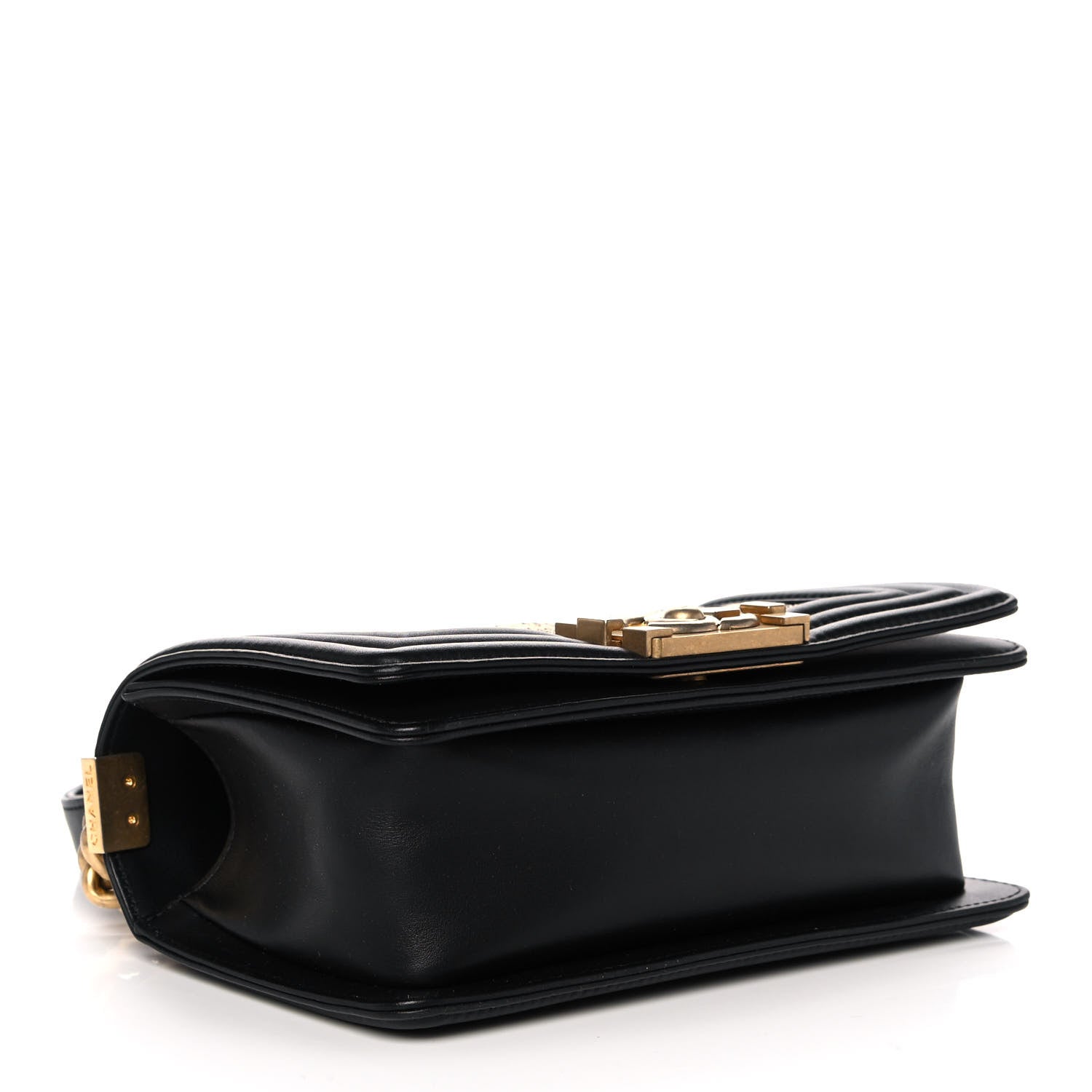 Chanel Metallic Crumpled Goatskin Small Boy Flap Black Gold 4 of 11