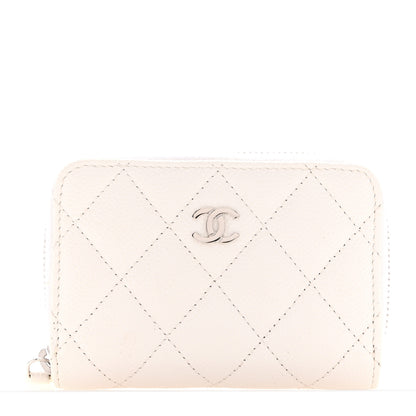 Chanel Caviar Quilted Zip Coin Purse White 1 of 9