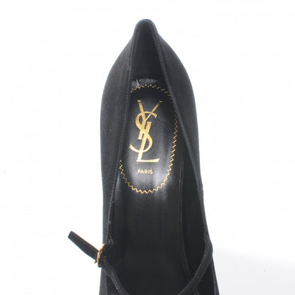 Saint Laurent Suede Robyn 105 Wedges 39.5 Black White 7 of 7