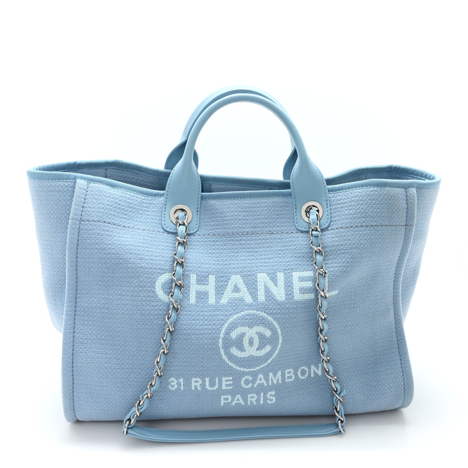 Chanel Mixed Fibers Medium Deauville Tote Light Blue 1 of 11