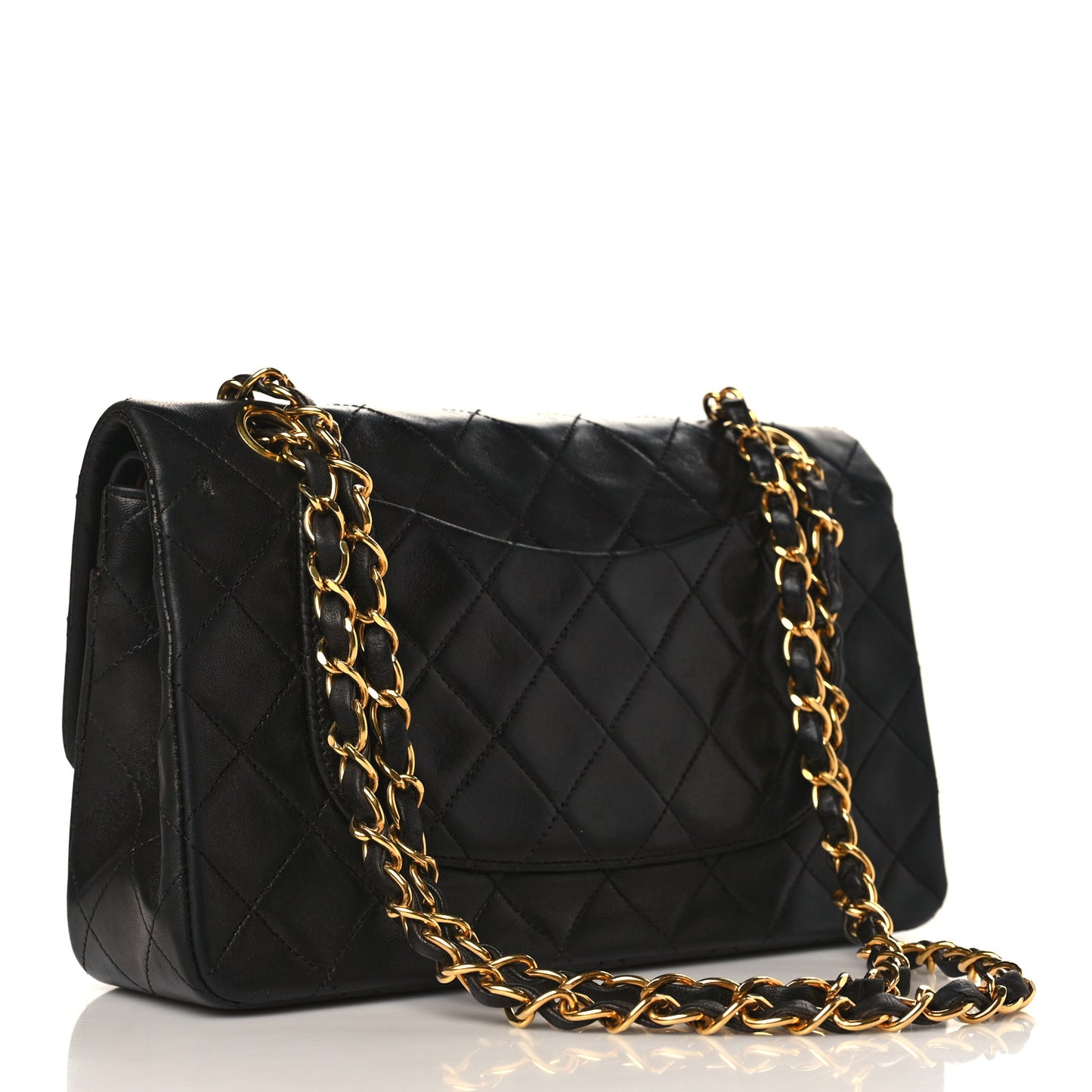 Lambskin Quilted Small Double Flap Black