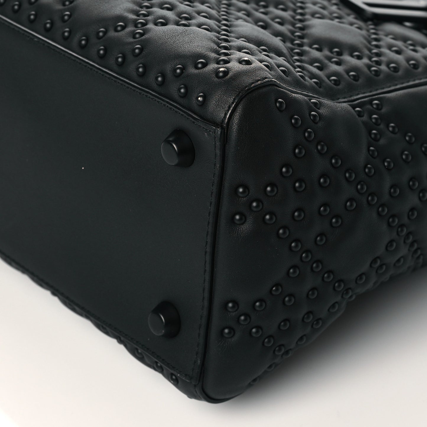 Calfskin Cannage Studded Medium Supple Lady Dior Black