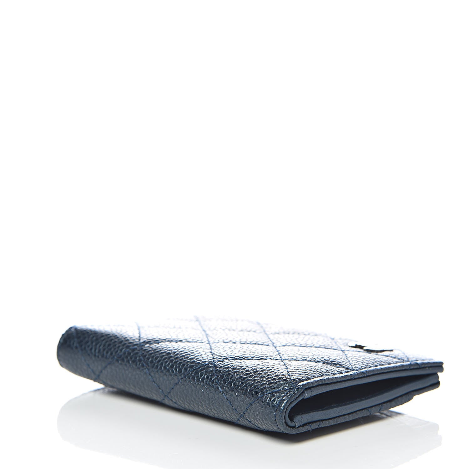 Chanel Metallic Caviar Quilted Card Holder Wallet Dark Blue 4 of 8