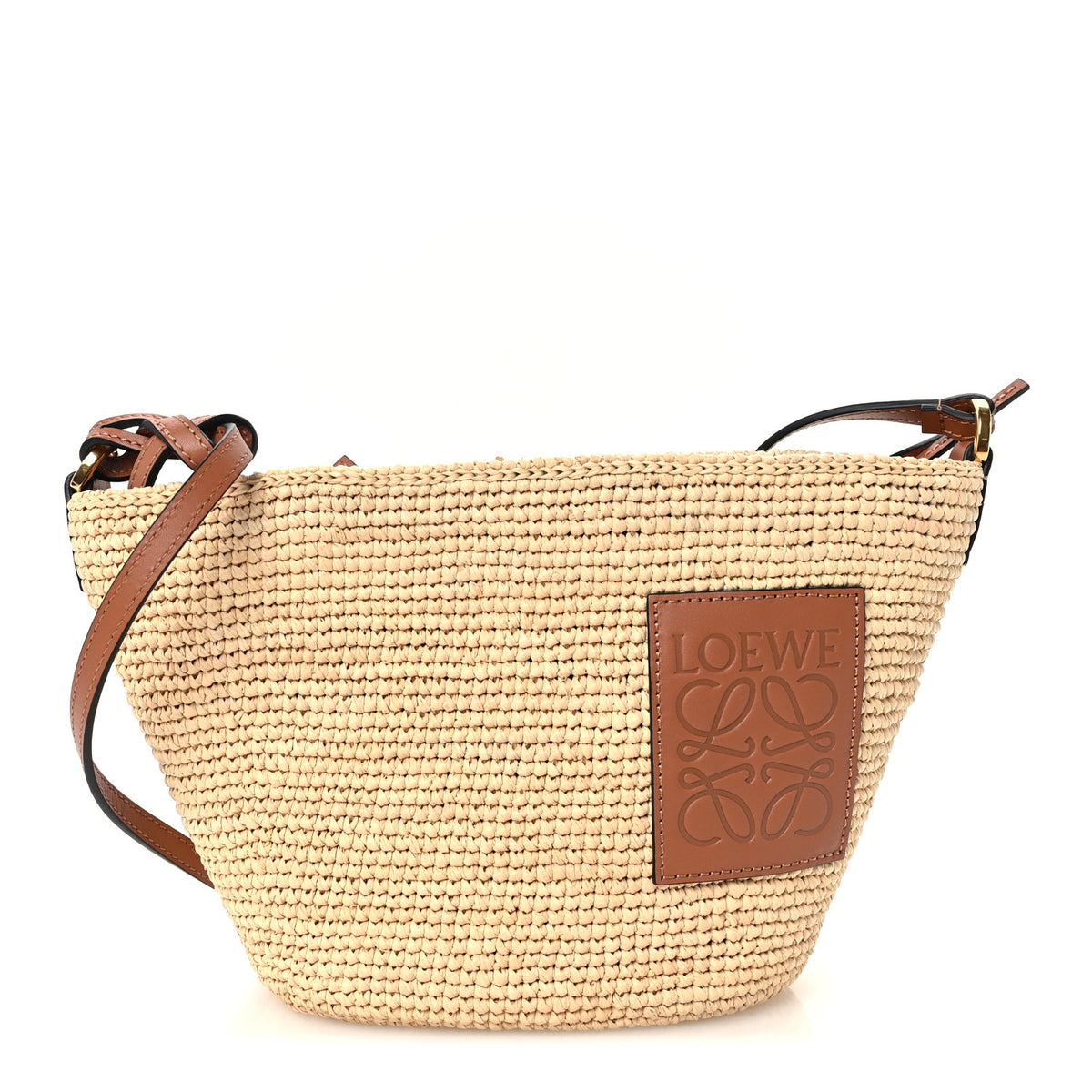 Loewe Calfskin Raffia Paulas Ibiza Pochette Bag Natural Tan 1 of 9