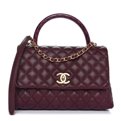 Chanel Caviar Elaphe Quilted Small Coco Handle Flap Burgundy 1 of 9