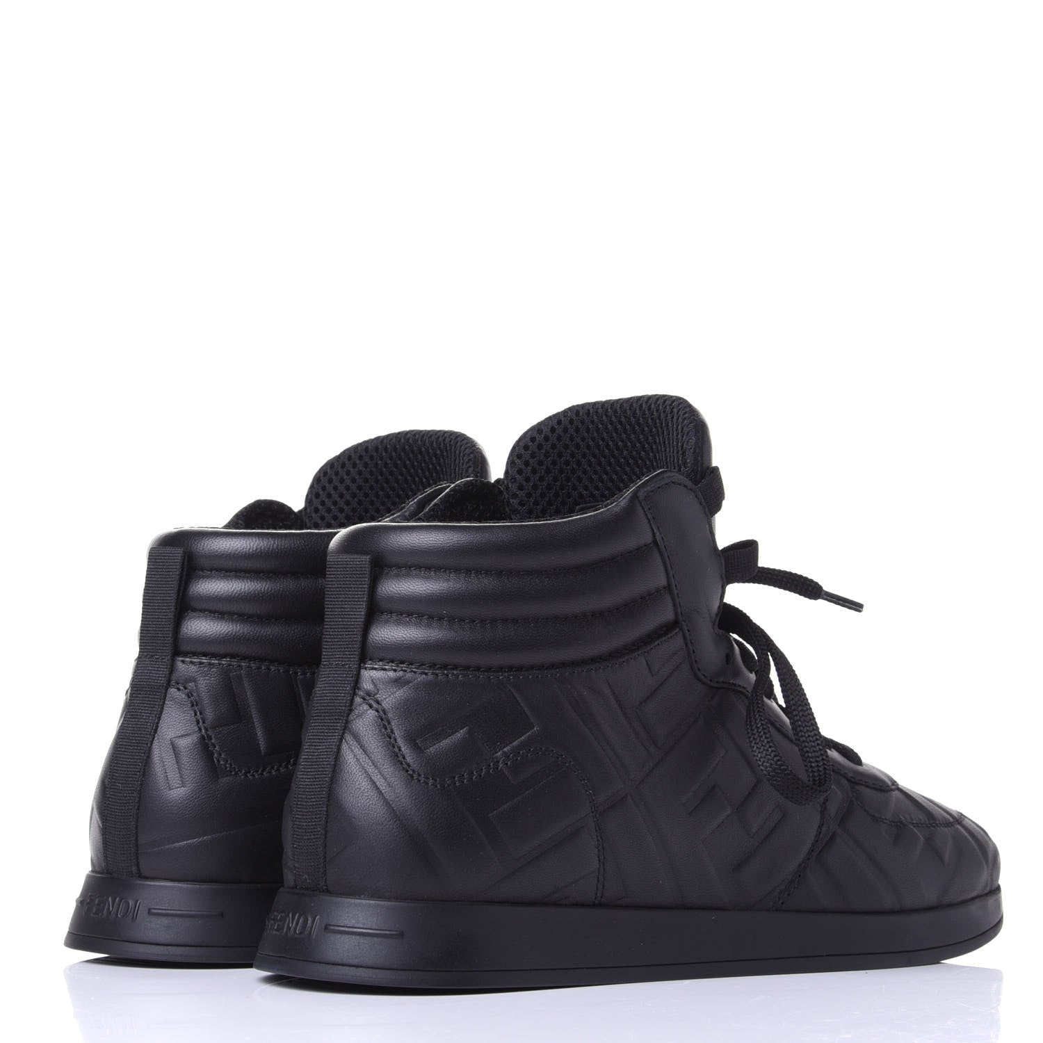 Fendi Nappa Macro FF Embossed High Top Sneakers 37 Black 4 of 11