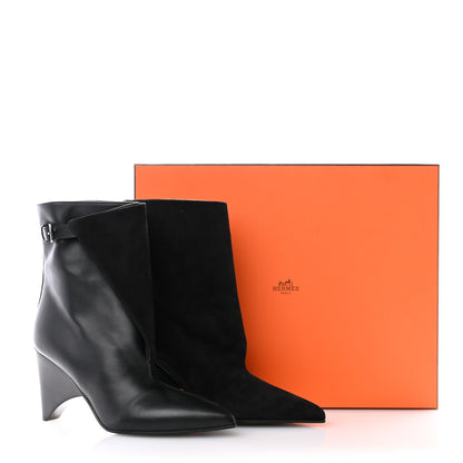 Hermes Suede Goatskin Calfskin Hanae 85 Ankle Boots 37 Black 8 of 8