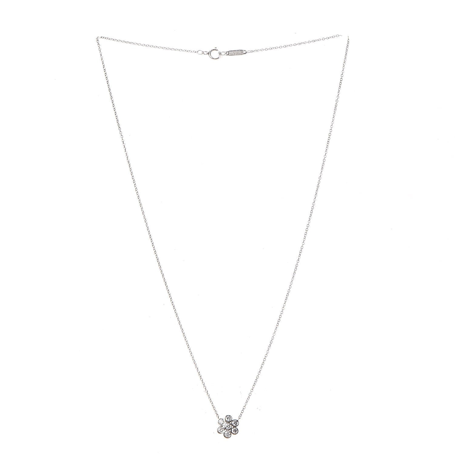 Tiffany Platinum Diamond Flower Necklace 3 of 6