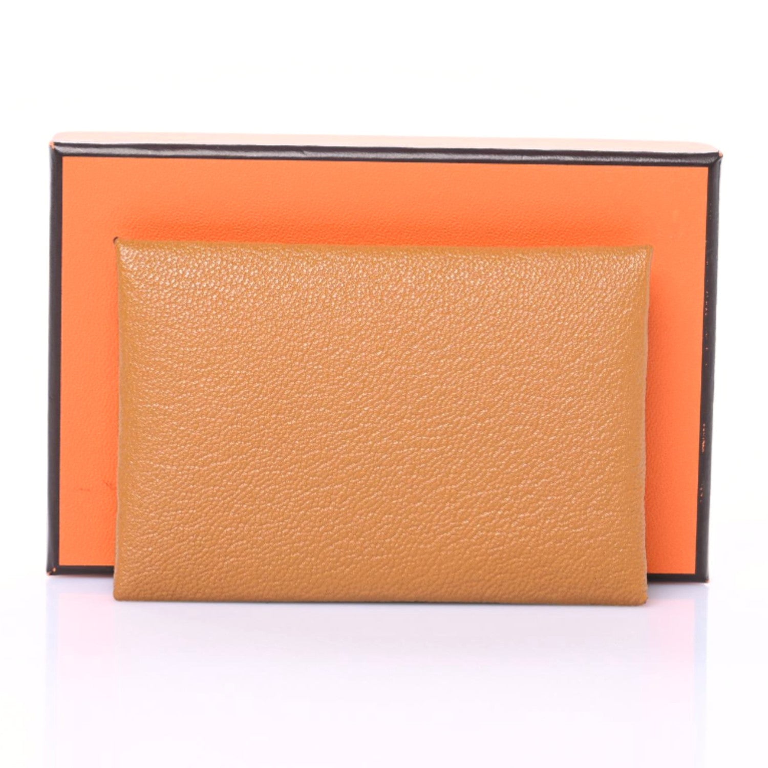 Hermes Chevre Mysore Verso Calvi Card Case Caramel Mauve Sylvestre 8 of 8