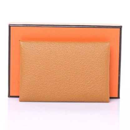 Hermes Chevre Mysore Verso Calvi Card Case Caramel Mauve Sylvestre 8 of 8