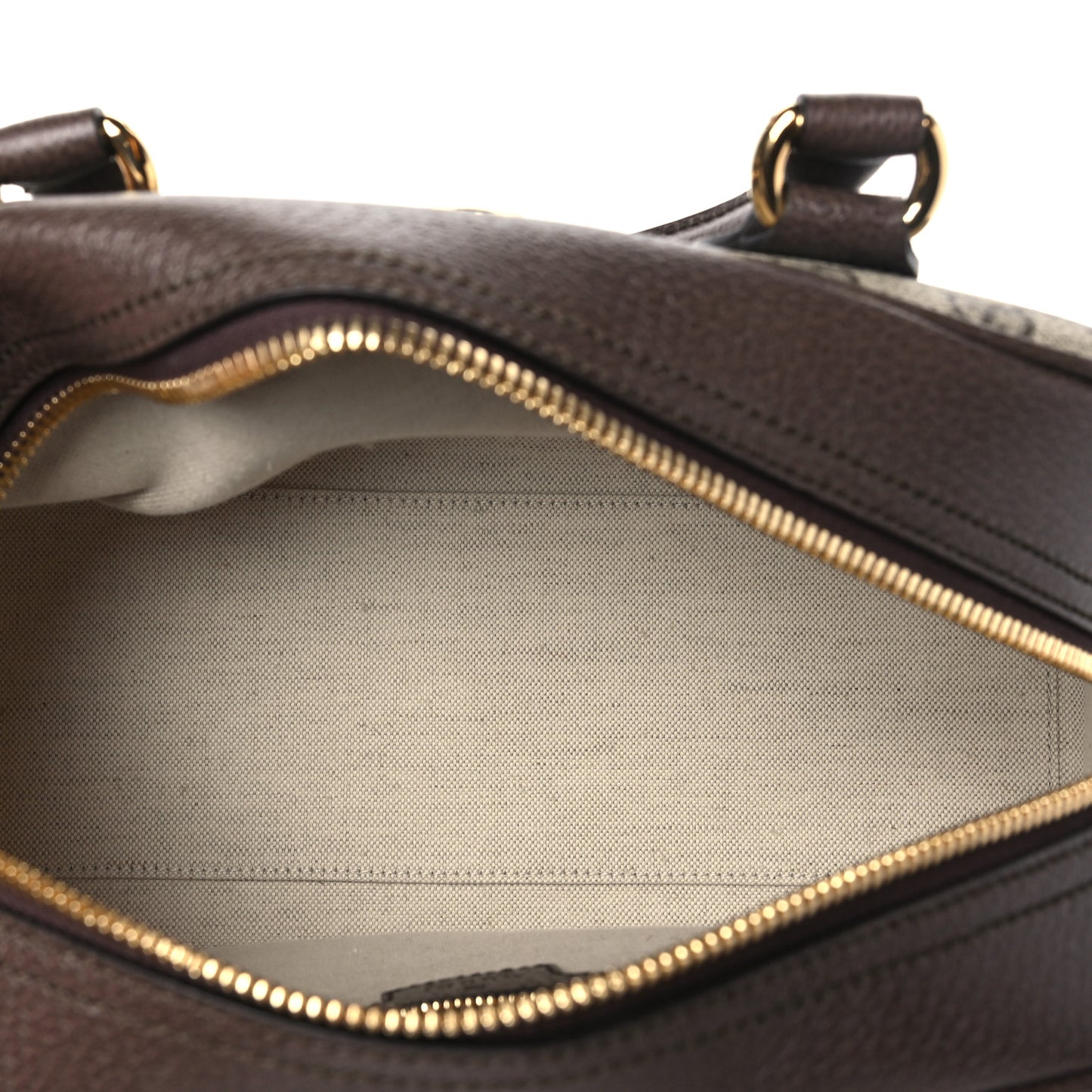 GG Supreme Monogram Textured Dollar Calfskin Web Medium Ophidia Top Handle Bowler Bag Beige Ebony New Acero