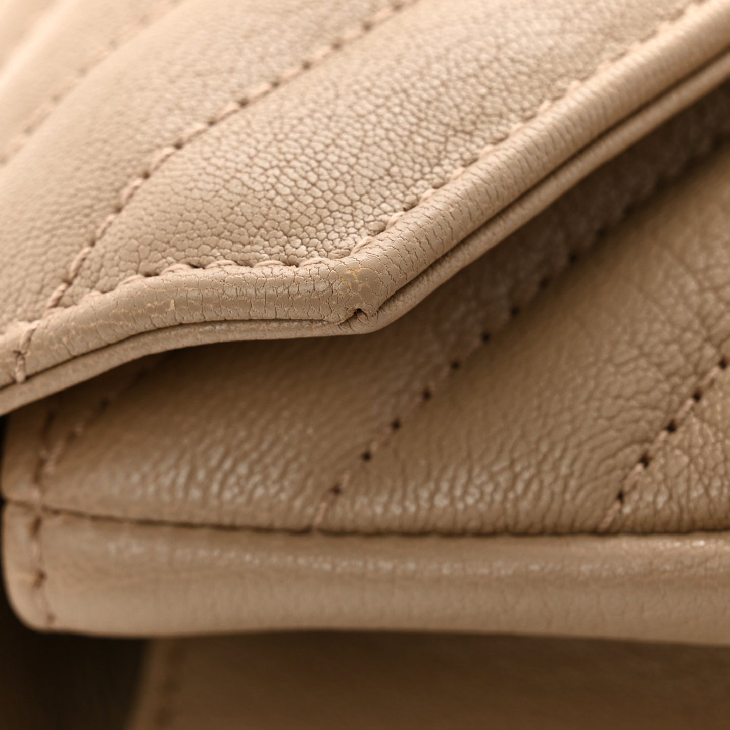 Sheepskin Matelasse Chevron Monogram Medium College Bag Dark Beige