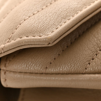 Saint Laurent Sheepskin Matelasse Chevron Monogram Medium College Bag Dark Beige 14 of 15