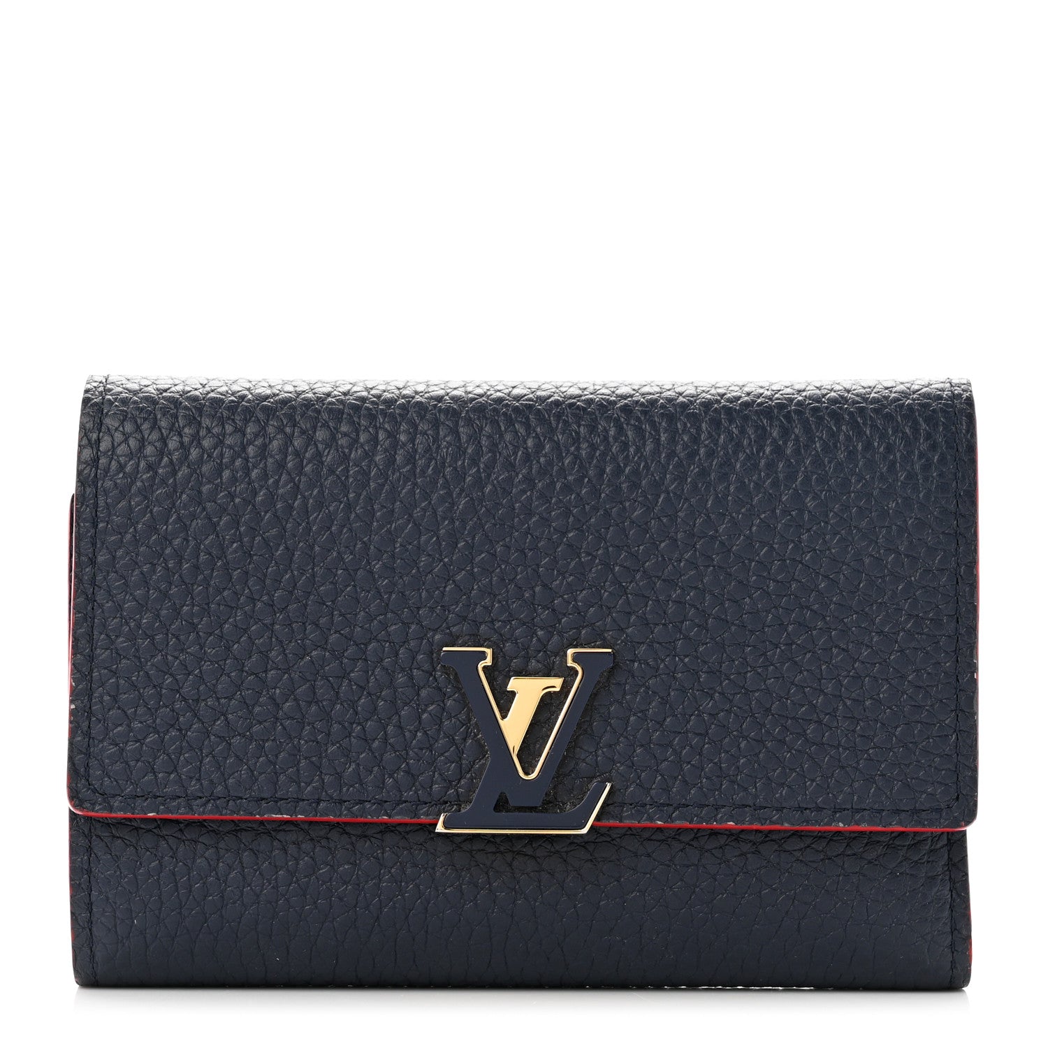 Louis Vuitton Taurillon Capucines Compact Wallet Marine Rouge 1 of 7