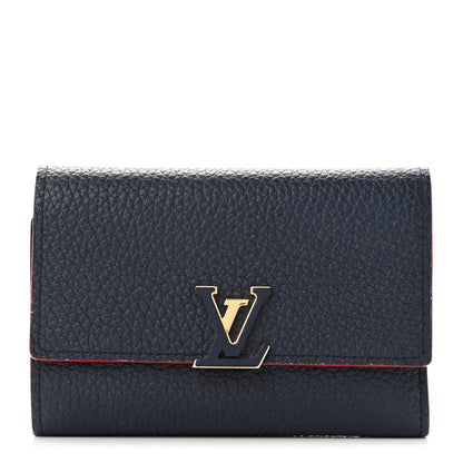 Louis Vuitton Taurillon Capucines Compact Wallet Marine Rouge 1 of 7