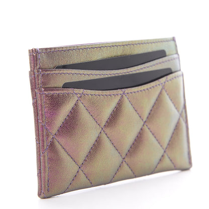 Chanel Iridescent Lambskin Quilted Card Holder Purple 3 of 9