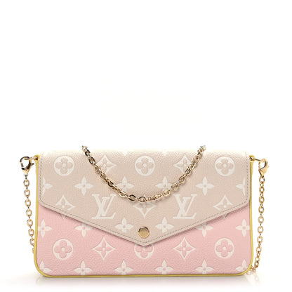 Louis Vuitton Empreinte Spring in the City Felicie Pochette Chain Wallet Pink Beige Yellow 1 of 9