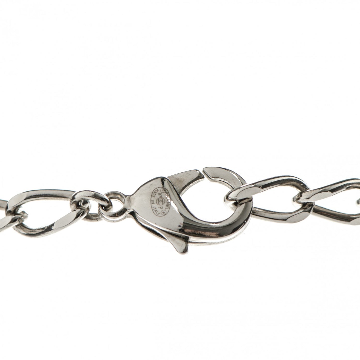 Enamel CC Padlock Heart Key Necklace Black Silver