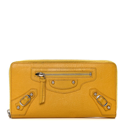 Balenciaga Agneau Classic Silver Hardware Continental Zip Around Jaune Epi 1 of 19