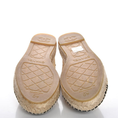 Chanel Suede Pearl CC Espadrilles 40 Beige Black 5 of 9