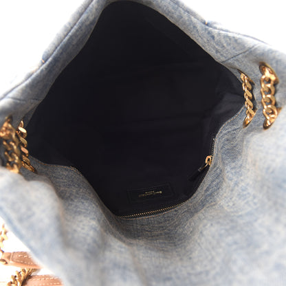 Saint Laurent Denim Quilted Medium Loulou Puffer Monogram Chain Satchel Blue Cinnamon 5 of 10
