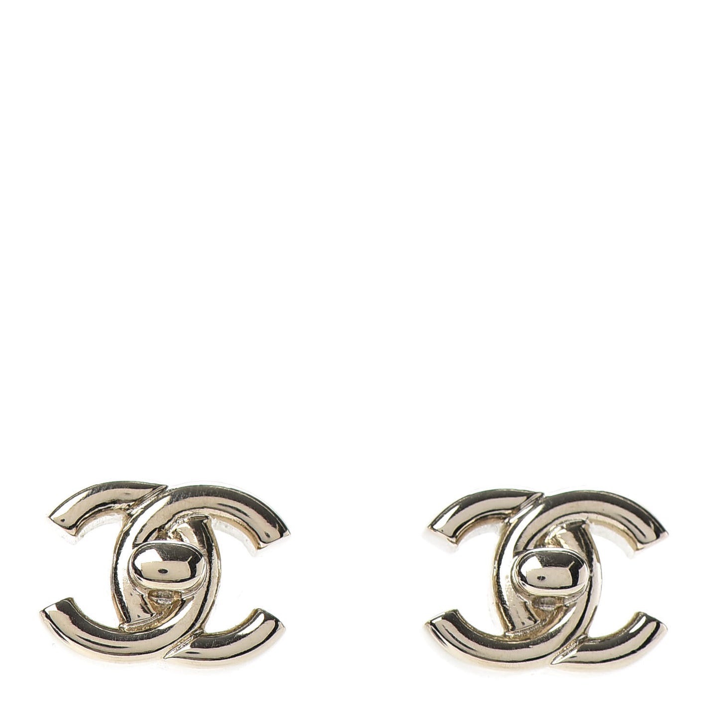 Metal CC Turnlock Earrings Gold