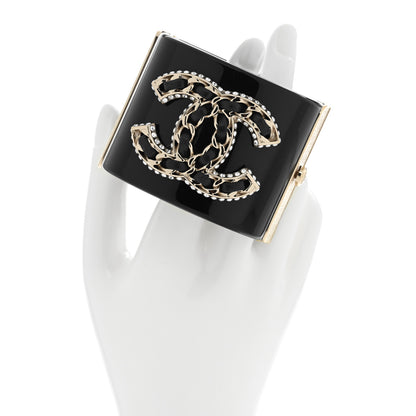Chanel Resin Lambskin CC Cuff Black 2 of 5