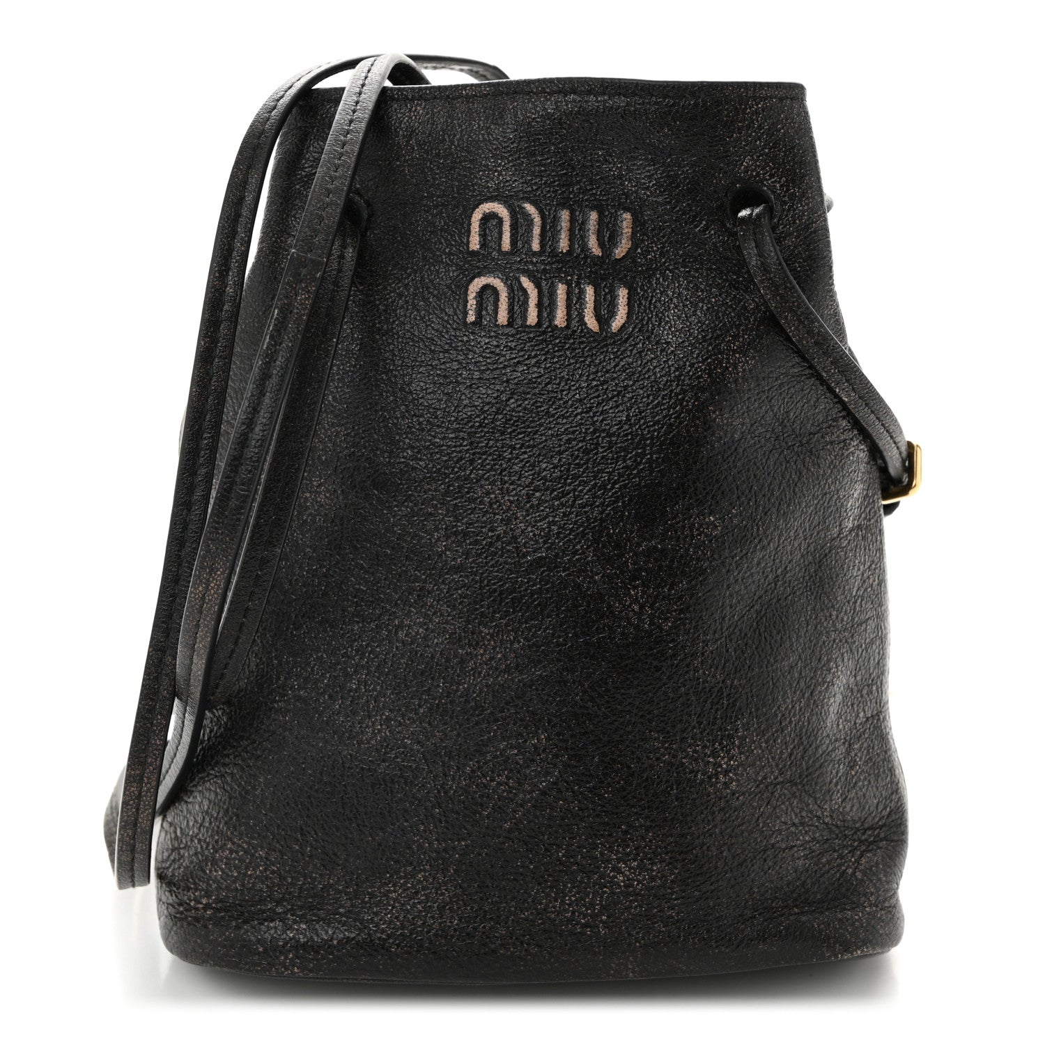 Miu Miu Distressed Nappa Pouch Coffee 1 of 9