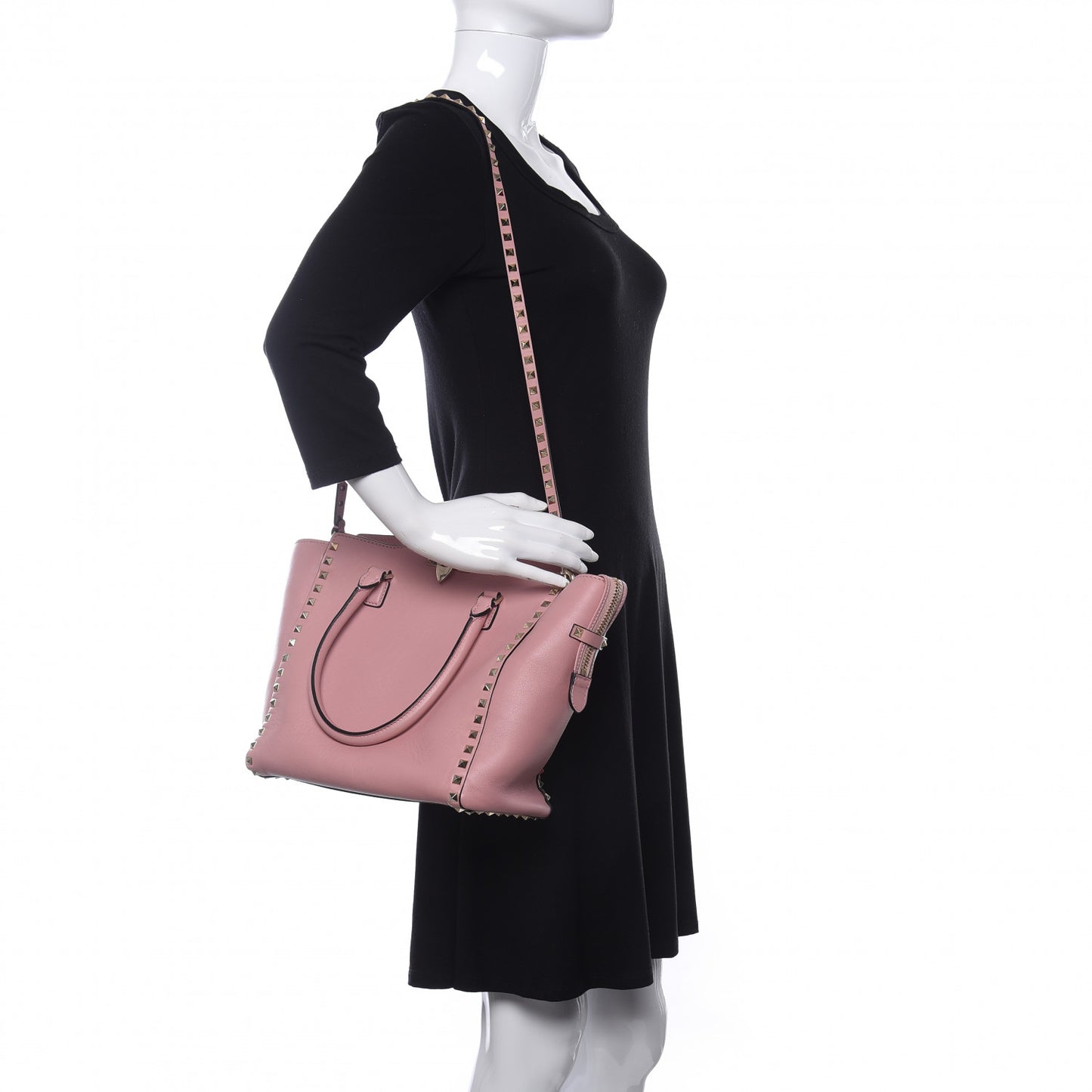 Vitello Rockstud Double Handle Tote Pop Gardenia