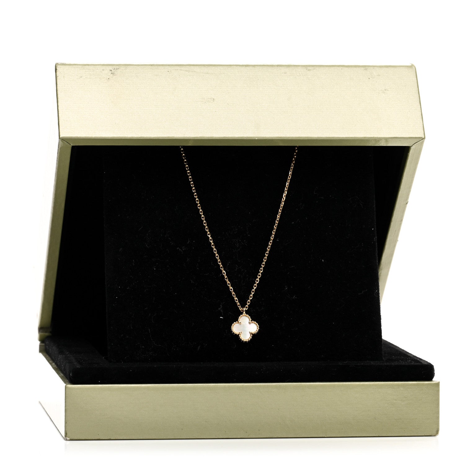 Van Cleef & Arpels 18K Yellow Gold Mother of Pearl Sweet Alhambra Pendant Necklace 6 of 6
