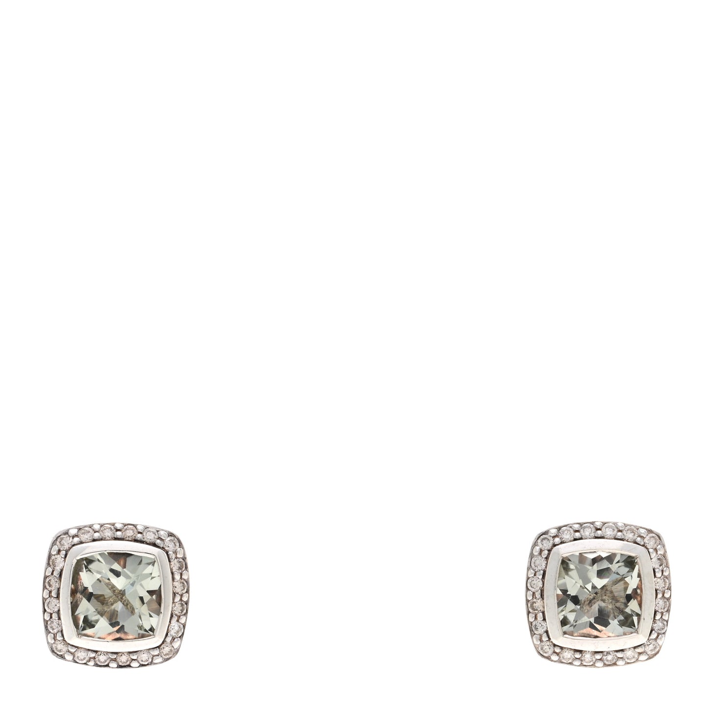 Sterling Silver Diamond Prasiolite 7mm Petite Albion Earrings