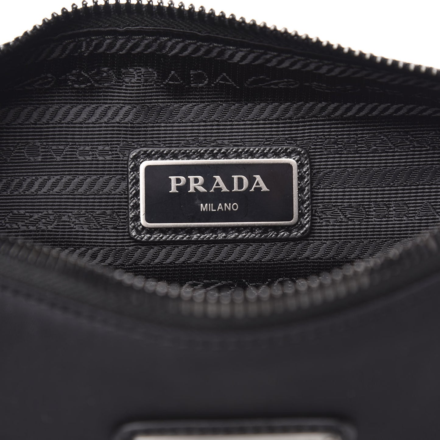 Re-Nylon Saffiano Pocket Zippered Shoulder Bag Black