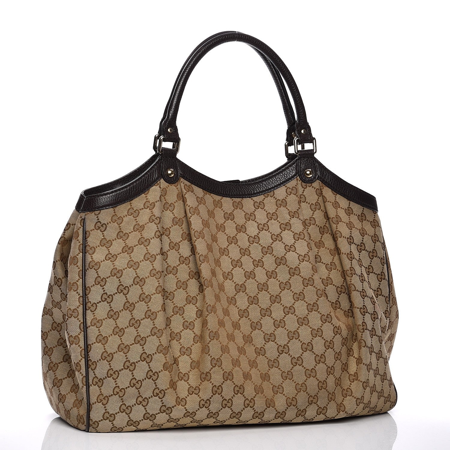 Gucci Monogram Dollar Calfskin Large Sukey Tote Beige Ebony Testa di Moro 3 of 12