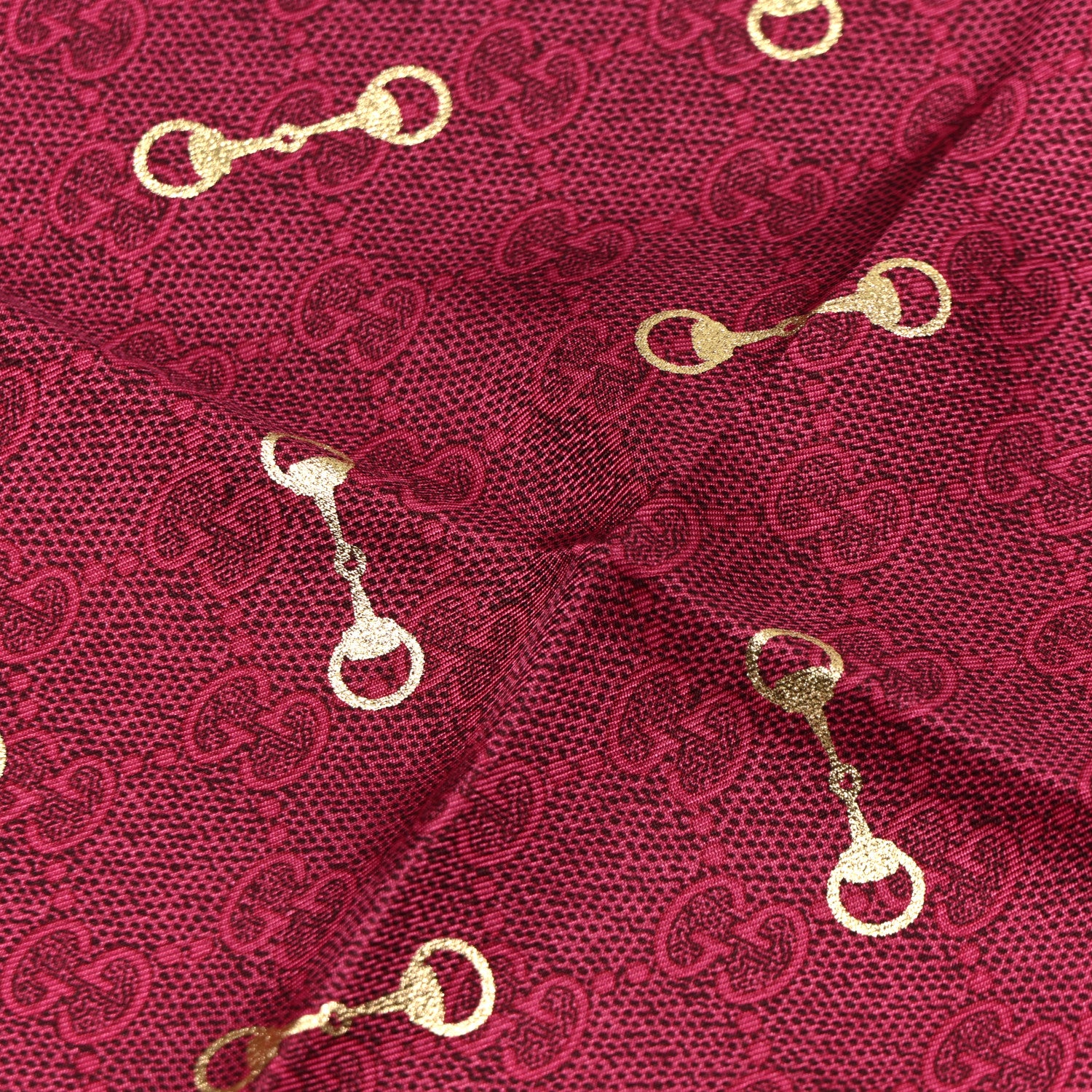 Gucci Modal Silk GG Gold Horsebit Square Scarf Pink Gold 3 of 3