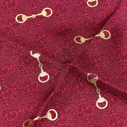 Gucci Modal Silk GG Gold Horsebit Square Scarf Pink Gold 3 of 3