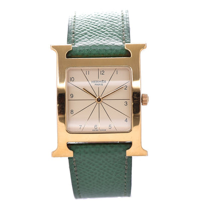 Hermes Stainless Steel Courchevel 26mm Heure H Hour Quartz Watch Vert Clair 1 of 6