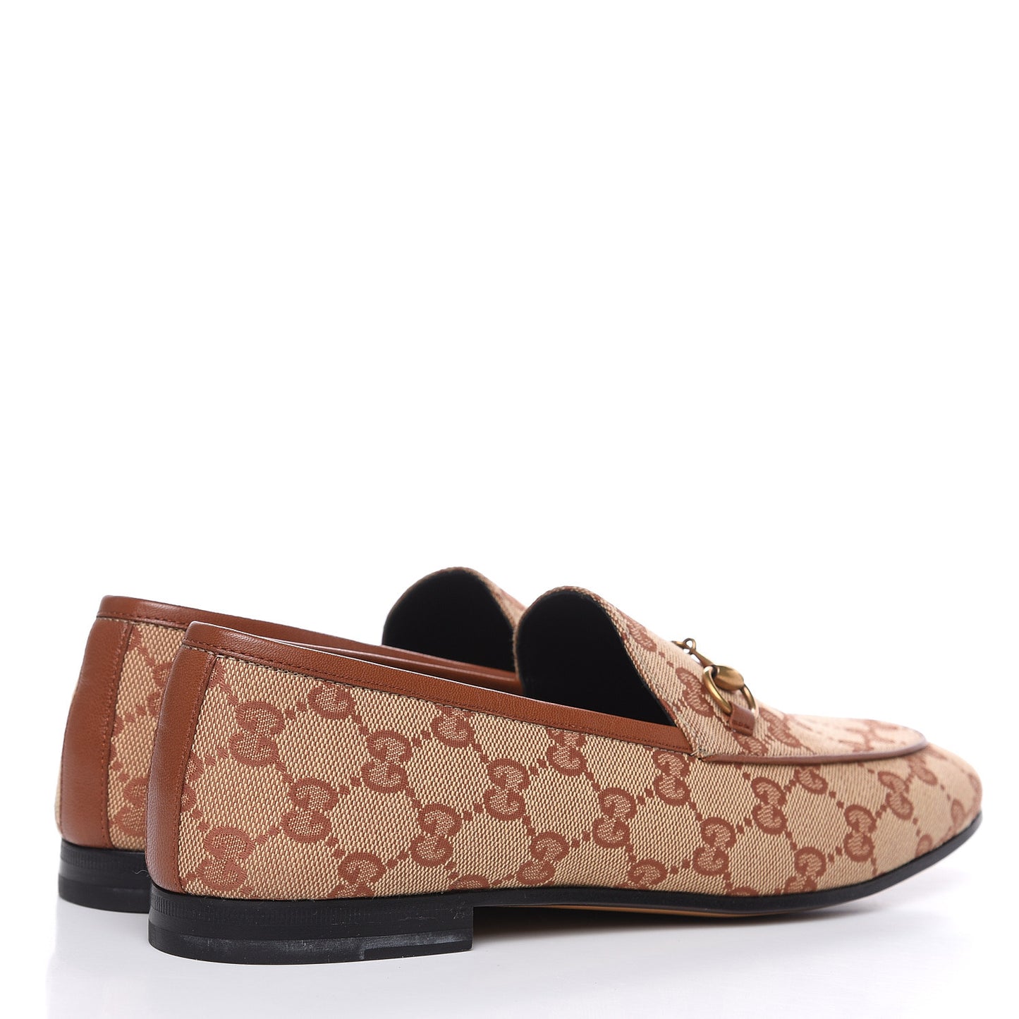 Canvas GG Monogram Horsebit Womens Jordaan Loafers 40 Beige Ruggine Rust
