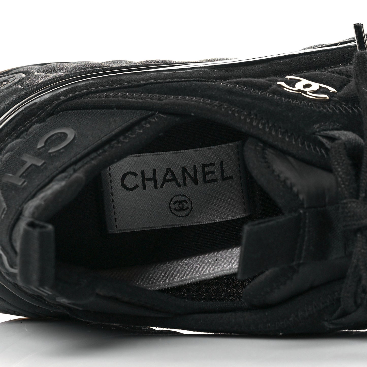 Suede Calfskin Mixed Fibers CC Sneakers 40 Black