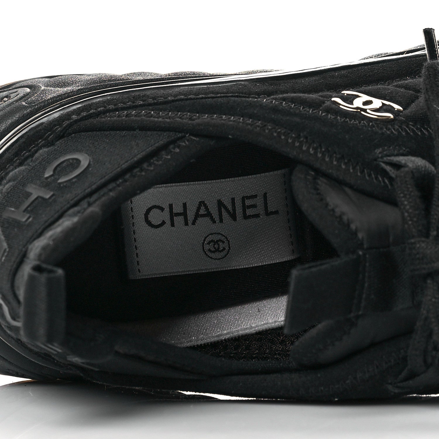 Chanel Suede Calfskin Mixed Fibers CC Sneakers 40 Black 8 of 10