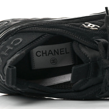 Chanel Suede Calfskin Mixed Fibers CC Sneakers 40 Black 8 of 10