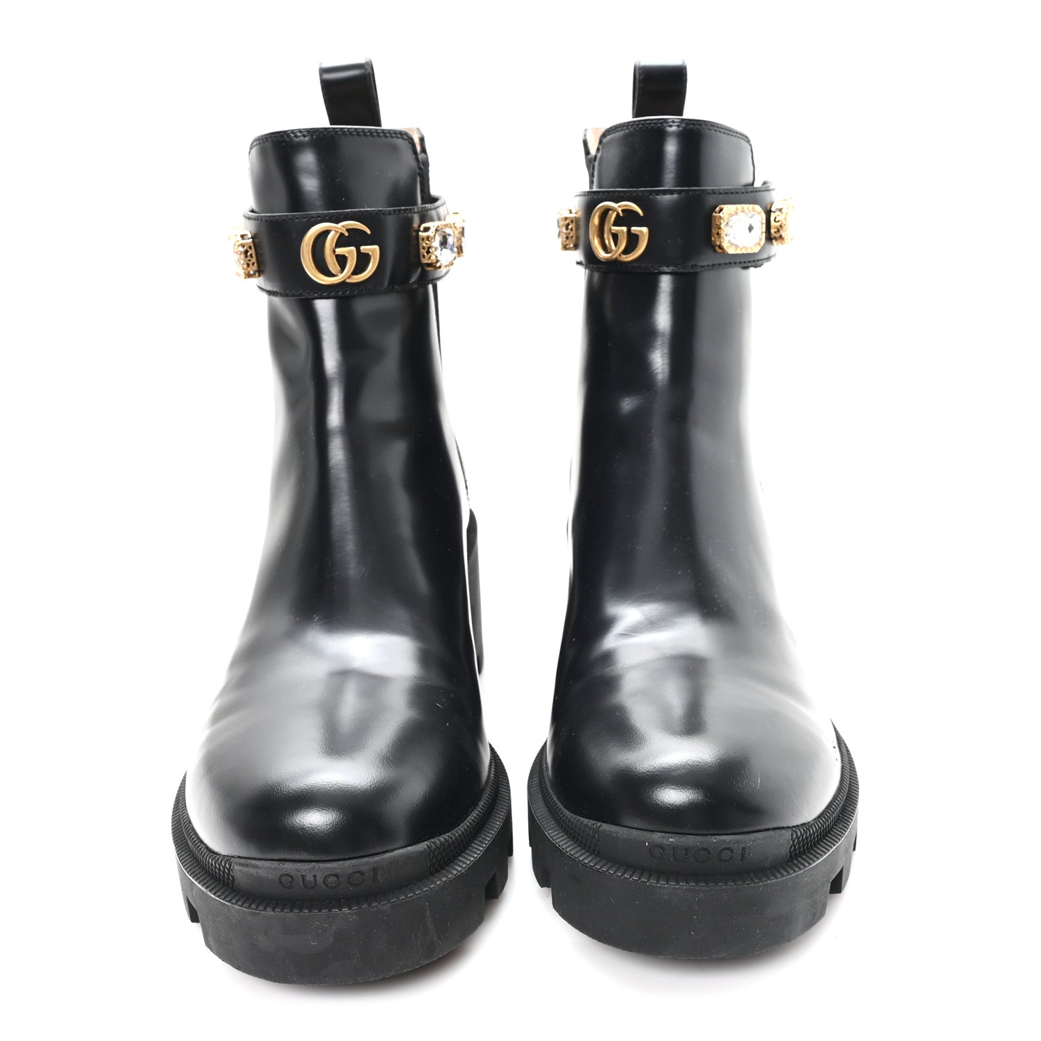 Gucci Calfskin Crystal GG Trip Chelsea Ankle Boots 41 Black 3 of 9