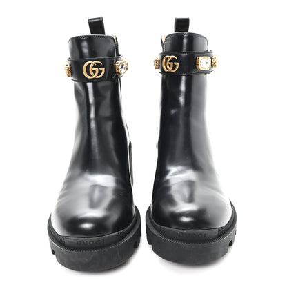 Gucci Calfskin Crystal GG Trip Chelsea Ankle Boots 41 Black 3 of 9