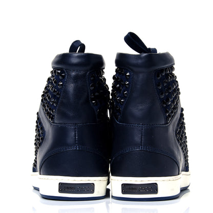 Jimmy Choo Calfskin Patent Studded Tokyo Sneakers 35.5 Navy 5 of 9